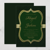 Elegant Forest Green and Gold Wedding Kaart (Voorkant / Achterkant)