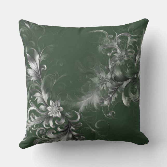  Elegant Forest Green and Silver  Kussen (Achterkant)
