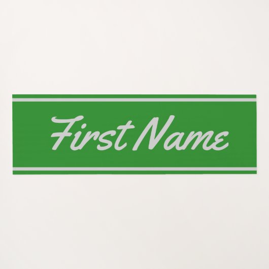 Elegant Forest Green Background & Light Grey Name Yogamat (Achterkant (horizontaal))