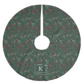 Elegant Forest Green Botanical Christmas Monogram Kerstboom Rok (Voorkant)