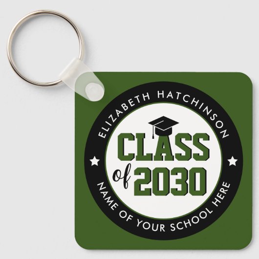 Elegant Forest Green Class of 2023 Afstuderen Sleutelhanger (Voorkant)
