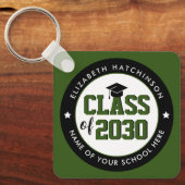 Elegant Forest Green Class of 2023 Afstuderen Sleutelhanger (Voorkant)