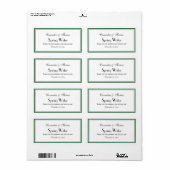 Elegant Forest Green Framed H Water FlesLabel Etiket (Full Sheet)