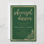 Elegant forest green gold floral repesal Dinner Kaart (Voorkant)