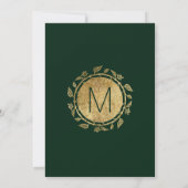 Elegant Forest Green Gold Floral Wedding Kaart (Achterkant)