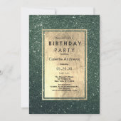 Elegant forest green gold glitter Birthday Party Kaart (Voorkant)