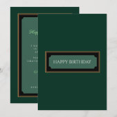 Elegant Forest Green "Happy jarig, dad" Kaart (Voorkant / Achterkant)