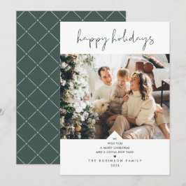 Elegant Forest Green Minimale kerstfoto Feestdagenkaart