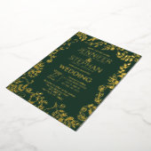 Elegant Forest Green Real Gold Floral Wedding Folie Uitnodiging (Gedraaid)