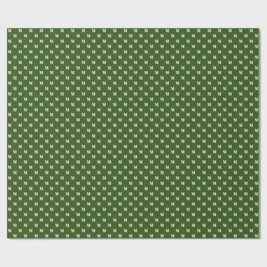 Elegant forest green white custom monogram initiaa cadeaupapier (Vlak)