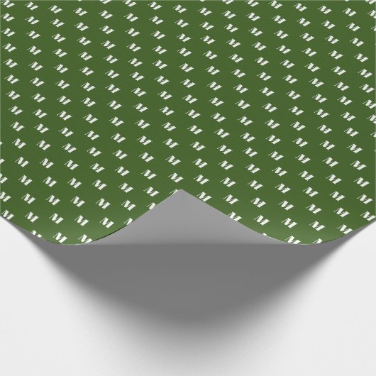 Elegant forest green white custom monogram initiaa cadeaupapier (Hoek)