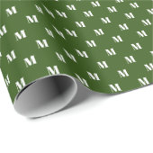 Elegant forest green white custom monogram initiaa cadeaupapier (Rol Hoek)