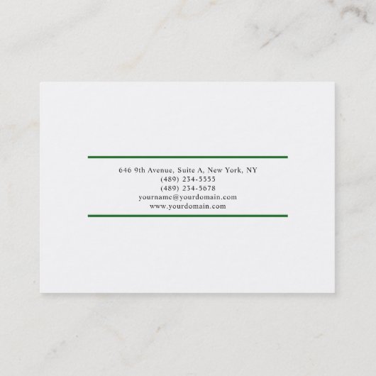 Elegant Forest Green White Minimalist Plain Modern Visitekaartje (Achterkant)