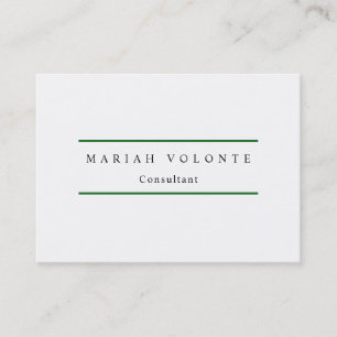 Elegant Forest Green White Minimalist Plain Modern Visitekaartje