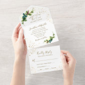 Elegant Forest Greenery Christelijk Wedding All In One Uitnodiging (Afscheurbaar)