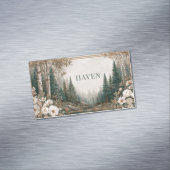 Elegant Forest Landscape White Peony Gold Frame Magnetisch Visitekaartje (Voorbeeld)