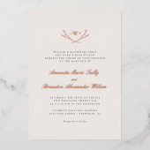 Elegant Forest Monogram Roos Gold Wedding Folie Uitnodiging (Voorkant)