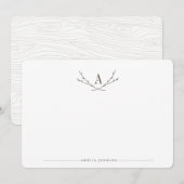 Elegant Forest Monogram Stationery Flat Kaarten Notitiekaartje (Voorkant / Achterkant)