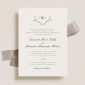 Elegant Forest Monogram Wedding Invites Kaart