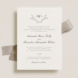Elegant Forest Monogram Wedding Invites Kaart