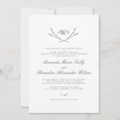 Elegant Forest Monogram Wedding Invites Kaart (Voorkant)