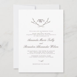 Elegant Forest Monogram Wedding Invites Kaart