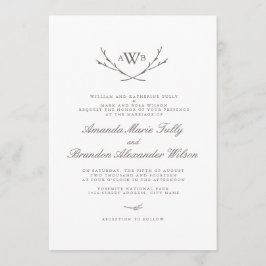 Elegant Forest Monogram Wedding Invites Kaart