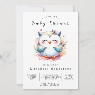 Elegant Forest Owl Baby shower Kaart