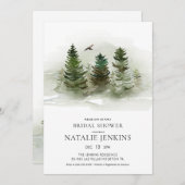 Elegant Forest Pine Tree Bridal Shower-uitnodiging Kaart (Voorkant / Achterkant)