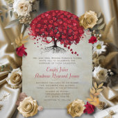 Elegant Forest Red Heart Leaf Tree Wedding Invite Kaart