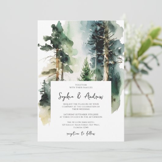 Elegant Forest Wedding Kaart (Staand voorkant)