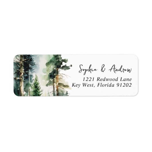 Elegant Forest Wedding Return Address Label (Voorkant)