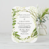 Elegant Forest Wreath Greenery Wedding Invitation Kaart (Staand voorkant)