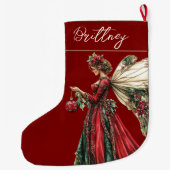 Elegant  Forestcore Christmas Fairy Grote Kerstsok (Achterkant)