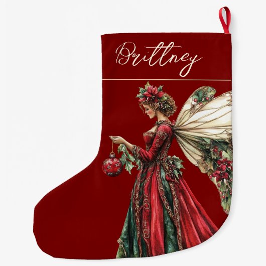 Elegant  Forestcore Christmas Fairy Grote Kerstsok (Achterkant)