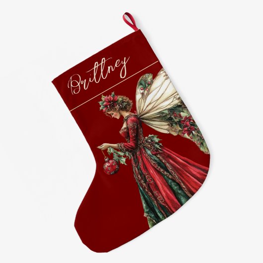 Elegant  Forestcore Christmas Fairy Grote Kerstsok (Achterkant (Hangend))