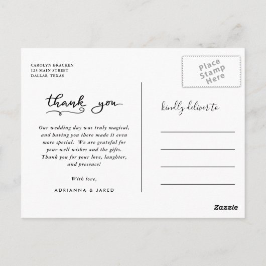 Elegant Forever Dankbaar Eenvoudige Trouwfoto Briefkaart (Achterkant)