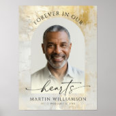 Elegant Forever Hearts Photo Script Gold Funeral Poster (Voorkant)