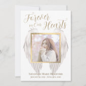 Elegant Forever in Our Hearts Angel Wings Foto Bedankkaart (Voorkant)
