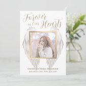 Elegant Forever in Our Hearts Angel Wings Foto Bedankkaart (Staand voorkant)