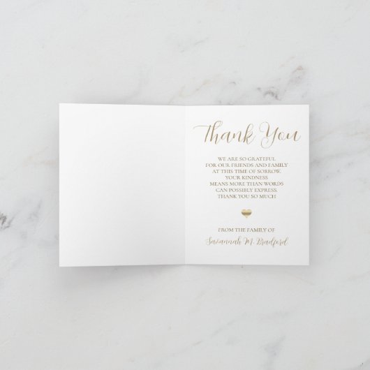 Elegant Forever in Our Hearts Angel Wings Foto Bedankkaart (Binnen)