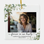 Elegant Forever in Our Hearts Memorial Foto Keramisch Ornament (Voorkant)