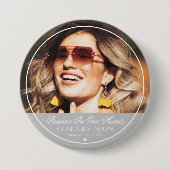 Elegant Forever in Our Hearts Memorial Foto Ronde Button 7,6 Cm (Voorkant)