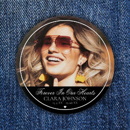 Elegant Forever in Our Hearts Memorial Foto Ronde Button 7,6 Cm
