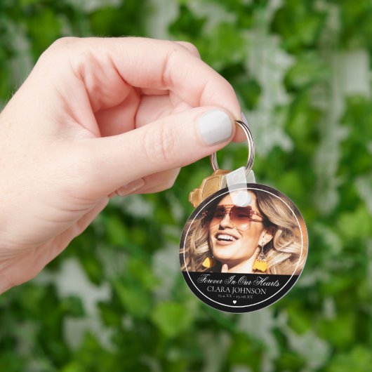 Elegant Forever in Our Hearts Memorial Foto Sleutelhanger (Hand)