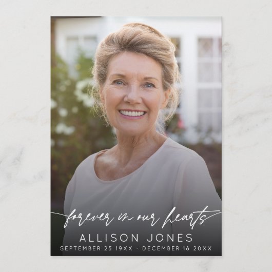 Elegant Forever In Our Hearts Orde van Service Programmakaart (Voorkant)