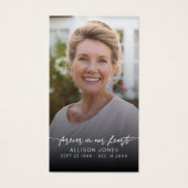 Elegant Forever In Our Hearts Photo Funeral Prayer Visitekaartje (Voorkant)