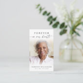 Elegant Forever in Our Hearts Photo Prayer Card Visitekaartje (Staand voorkant)