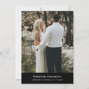 Elegant Forever Thankful Couple Photo Wedding Bedankkaart