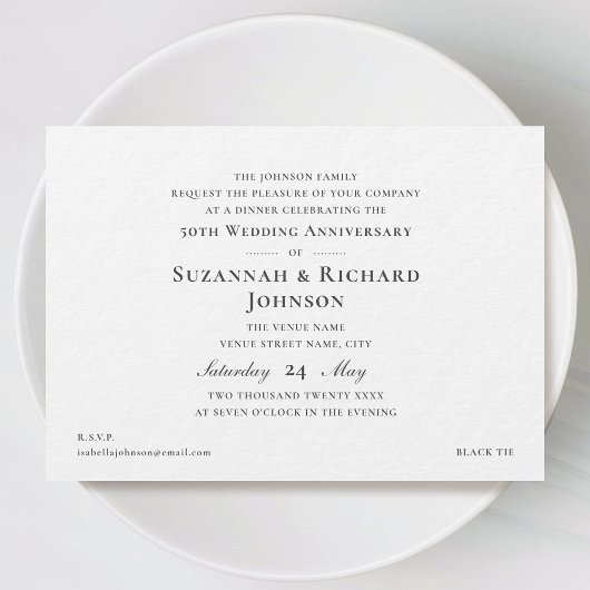 Elegant Formal 50th Wedding Jubileum Donkergrijs Kaart